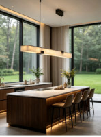 Luminaire suspendu linéaire en aluminium et marbre personnalisé, style moderne minimaliste, pour îlot de cuisine
