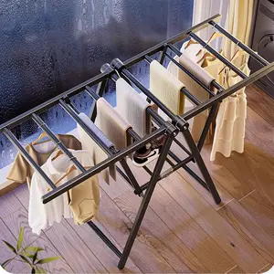 Hot Selling Metal X-shape Full Aluminum Clothes Hanger Clothes Airer Laundry Rack Folding Clothes Drying Rack