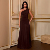 Nouvelle Robe Plissée Style Européen et Américain 2026 à Col Asymétrique, Épaule Unique, Taille Cintrée et Coupe Moulante Tendance