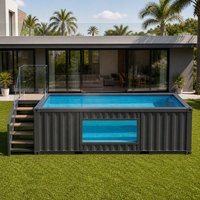 Piscine hors sol multi-angles en fibre de verre pour jardin, idéale pour la famille, en forme de conteneur maritime