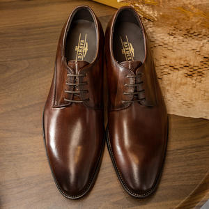 Chaussures Derby en cuir haut de gamme fabriquées à la main pour hommes, pour mariage, tenue de ville britannique décontractée et formelle - Product Image 3