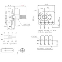 Nouveau Potentiomètre Linéaire Double Liaison 8 Broches TW WH148 25mm 50KBX2 100KBX2 à Joint Unique pour Arduino B50K B100K