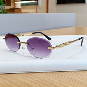Oval Frameless <b>Sunglasses</b> UV400 Type 3 Sunshades PC Lens Women Lightweight Fashion Eyewear - Product Image 5
