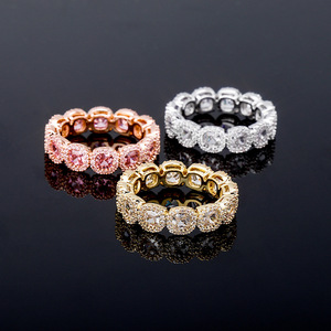 Nieuwe Mode 18K Vergulde Roze Trendy Iced Out Cz Full Zirkoon Pruim Bloesem Hip-Hop <span class=keywords><strong>Ring</strong></span> Voor Mannen En Vrouwen Voor Bruiloften - Product Image 3