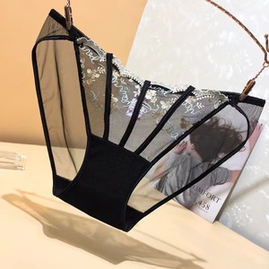 Culottes en dentelle pures et séduisantes, slips triangulaires brodés semi-transparents et sensuels, shorts taille mi-haute. - Product Image 1
