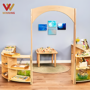 Nature vue diviseur <span class=keywords><strong>arche</strong></span> Montessori chambre diviseur préscolaire classe cloison en bois arc pépinière aire aire de jeux maternelle - Product Image 2
