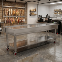 Chariot de vidange intégré en acier inoxydable 304 |   Table de service carrée argentée pour plats mijotés Chine Guangxi V8