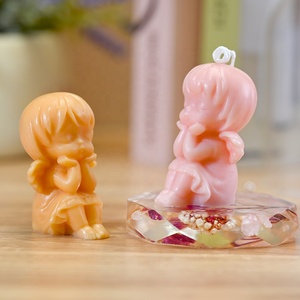 DM1047 3D 날개 석고 실리콘 금형 DIY 귀여운 뺨 지원 천사 양초 금형 베이킹 퐁당 케이크 도구