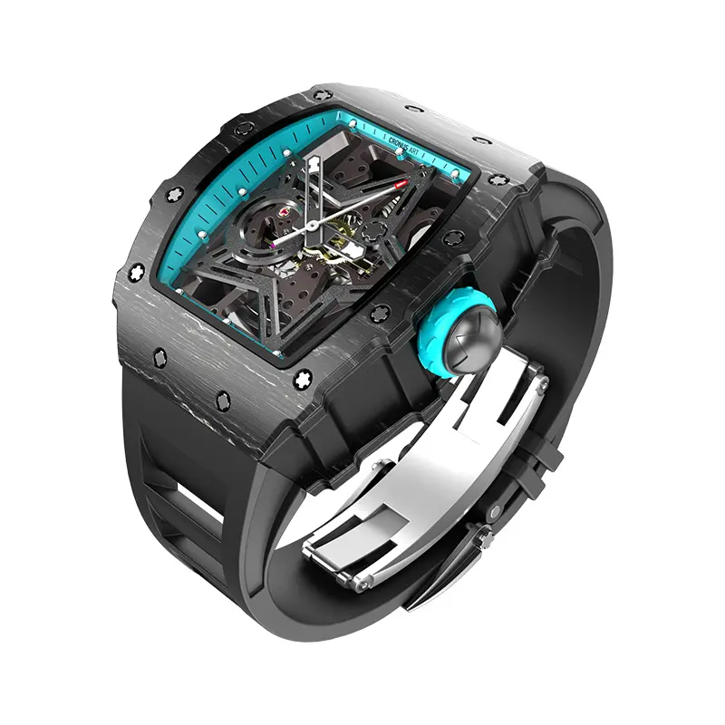 Oem Custom Retail Holle Mechanische Koolstofvezel Horloges 3atm Waterdichte Handmatige Wikkeling Mechanische Horloges