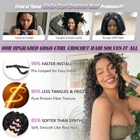 Extensions de cheveux au crochet pré-bouclées style Boho Gogo Curl, 10 pouces, noir naturel, fibre protéinée pure, 10,08 onces, ondulations profondes et serrées, style Beach Curl