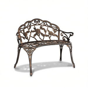 Banc de jardin en aluminium coulé pour l'extérieur, design rose, style traditionnel, finition bronze, résistant à l'eau, 2 places, mobilier de jardin - Product Image 1