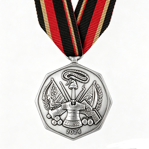 Médaille commémorative en métal personnalisée, design octogonal en relief 3D avec ruban, médaille de récompense plaquée pour les services rendus - Product Image 6