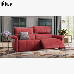 ชุดโซฟาปรับเอนอัตโนมัติแบบ3ที่นั่งสีแดง2 1, โซฟาหนังแท้ดีไซน์เรียบง่ายแบบอิตาลี - Product Image 4