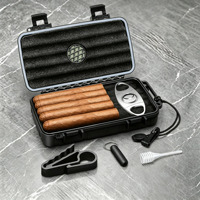 Étui à cigares portable étanche pour voyage, kit tout-en-un |   Humidificateur, coupe-papier, perforateur, support, compte-gouttes inclus