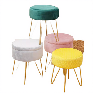 Factory Price Factory Direct Modern Nordic Velvet Round <b>Storage</b> Living Room Ottoman for Apartment and Hotel Use - Product Image 4