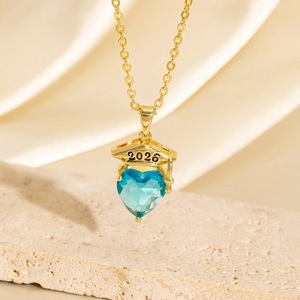 Nuova Collana Creativa per la Stagione di Laurea 2026, Ciondolo a Forma di <span class=keywords><strong>Cuore</strong></span> con Zirconi, Collana Moda Amore - Product Image 3