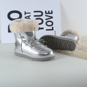 Bottes d'hiver chaudes et confortables <span class=keywords><strong>pour</strong></span> femmes, en cuir véritable, imperméables, antidérapantes, chaussures de neige, détails scintillants, doublure en fausse fourrure, respirantes - Product Image 3