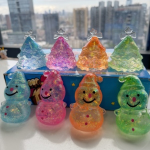 Bonhomme de neige de Noël en TPR à presser, avec paillettes et sequins, à remontée lente, jouet anti-stress, cadeau promotionnel - Product Image 1