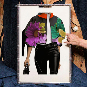 Nouvelle Veste Courte Femme Printemps-Automne en Coton Respirant à Col Montant Zippé, Imprimé Pois, Style Tendance - Product Image 3