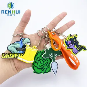 Gantungan kunci karet PVC lembut 2D kartun kustom Anime lucu karet pribadi massal kustom mode untuk hadiah pernikahan