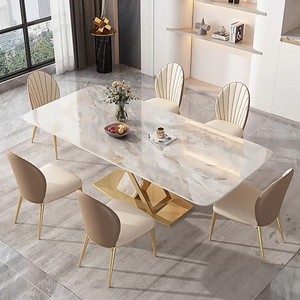 Table à <span class=keywords><strong>manger</strong></span> italienne légère et luxueuse pour <span class=keywords><strong>6</strong></span> <span class=keywords><strong>personnes</strong></span> meubles de <span class=keywords><strong>salle</strong></span> à <span class=keywords><strong>manger</strong></span> modernes ensemble de tables à <span class=keywords><strong>manger</strong></span> avec dessus en ardoise - Product Image 4
