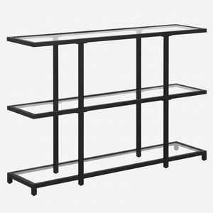 Venta caliente de estantes de vidrio de alta densidad de 3 niveles Mesa de consola con patas de metal para sala de estar o dormitorio Estantería abierta de entrada - Product Image 1
