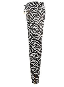 Pantalones de Mujer Personalizados 100% Cuero Nappa con Estampado de Cebra, Corte Entallado, Marca Privada OEM/ODM, Pantalones Clásicos de Lujo - Product Image 2