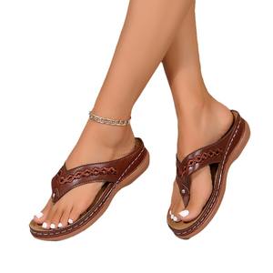 Sandalias de Cuero Hechas a Mano para Mujer, Zapatos de Moda Ligeros para Exteriores, Cómodos y Simples - Product Image 1