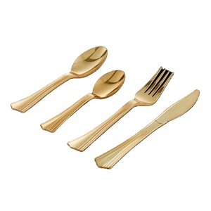 Gold Plastic Forks 100 Pack Disposable Cutlery, Heavy Duty Flatware, Plastic Silverware Set for Catering Events, Parties, Dinner