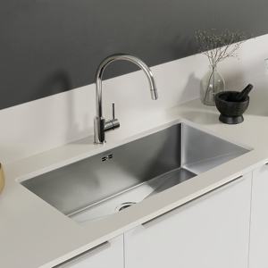 Fregadero de cocina de acero inoxidable, fregadero individual grande para el hogar, fregadero de acero inoxidable, duradero y fácil de limpiar - Product Image 1