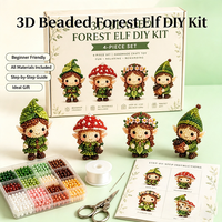 Kit DIY Elfe des Fêtes Perlé 3D, 4 Pièces, Ensemble de Fabrication de Mini Poupées Perlées Faites à la Main, Kit d'Artisanat pour Débutants, Cadeau de Noël, Ornement de Bureau