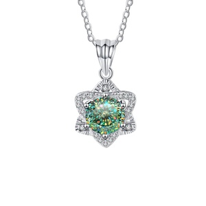 เครื่องประดับเงินแท้ 925 ทรงกลม 1 กะรัต VVS GRA ประดับมอสซาไนต์สี รูปดาวหกแฉก จี้สร้อยคอสำหรับผู้หญิง - Product Image 3