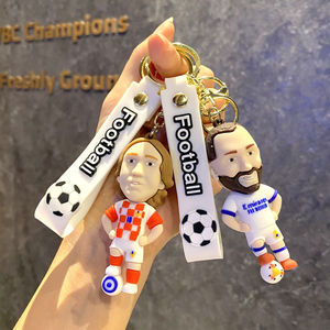 Porte-clés pendentif de voiture en forme de personnage de dessin animé, accessoires cadeaux, avec figurines de stars du football Messi et Cristiano Ronaldo - Product Image 1