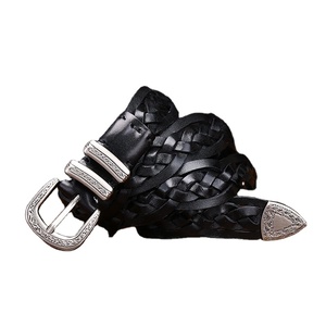 Nouvelle ceinture tressée en cuir pleine fleur, faite main, style chinois rétro, personnalisée, pour homme, avec boucle ardillon, idéale pour les loisirs et les tenues variées. - Product Image 1