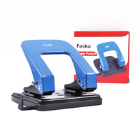 Perforatrice de bureau Foska en gros, 2 trous, bleu/noir/gris, perforatrice de papier métallique robuste de haute qualité pour le bureau