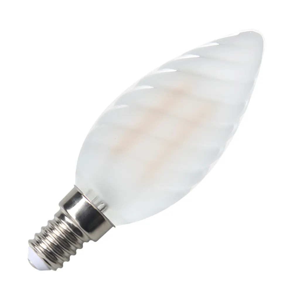 220V Frosted Glass Cover Twisted Led C35 Candle Bulb E14 2W 4W Warm white 2700K