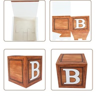 Blocs de bébé marron Grain de bois-Centre de table ours en peluche premier anniversaire avec décor de toile de fond révélateur de sexe