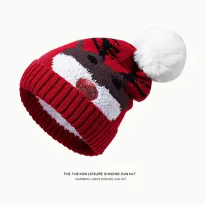 Bonnet en tricot de Noël hiver chaud Crochet Santa Hat unisexe tricoté chapeau casquettes de Noël à la main chapeaux de Noël pour adulte noël