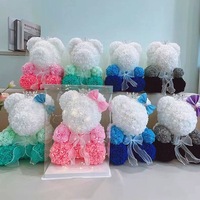Ours en Peluche Rose Design Populaire 2025 de 25 cm avec Boîte Cadeau, Cadeau de Saint-Valentin Ours en Mousse Rose Fleur Artificielle