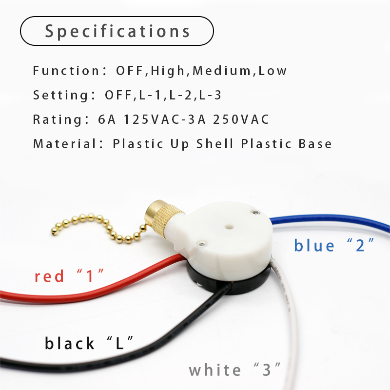 ねね Ceiling Fan Switch Zing Ear ZE-208s E89885 3 Speed 4 Wire