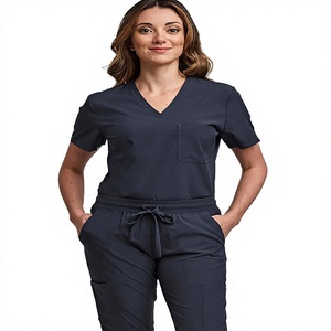 Sweat Absorbent Anti-Bacterial Spandex/Polyester Poplin <b>Nurse</b> <b>Scrub</b> Sets Easy Clean Medical Hospital Uniforms Unisex - Product Image 4