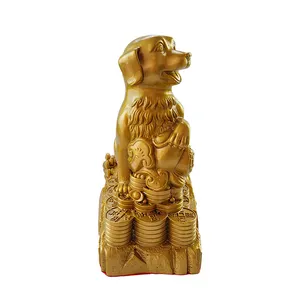 Prezzo all'ingrosso vintage rame statua prodotti casa fengshui decorazione per la casa in metallo ottone dorato zodiaco cane ornamenti in ottone scultura