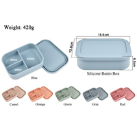 Boîte à lunch en silicone à 3 compartiments Boîte à bento réutilisable sans BPA écologique pour écoliers Boîte à lunch bento en silicone portable Vente en gros