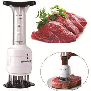 Jeringa de plástico para carne de barbacoa con 3 agujas para aderezar carne de cerdo y salsas, herramienta de cocina ecológica - Product Image 1