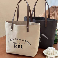 Sac fourre-tout en toile portable de haute qualité avec logo personnalisé, fermeture éclair, doublure en polyester, durable, pour les femmes étudiantes