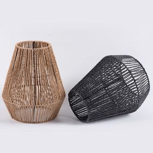 Retro Rattan Hand-Woven Lamp Shade Oval E27 <b>LED</b> Black Yellow Easy Installation For Restaurants Guesthouses Bars Studies Bedrooms - Product Image 1