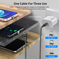 Chargeur magnétique super rapide PD60W 3A avec tête rotative à 540 degrés et câble tressé en nylon, entièrement compatible avec les téléphones mobiles