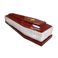 Ataúd de Madera Estilo Europeo al por Mayor con Asas Metálicas, Artículos Funerarios