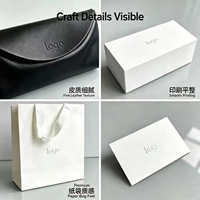 Étui à lunettes de luxe en cuir PU avec logo personnalisé, pochette souple pour lunettes de soleil et coffret cadeau blanc pour lunettes optiques