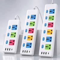 Enchufe de Extensión con Logotipo Personalizado, 4 Puertos USB, Interruptores Individuales, 3, 4, 5, 6 Tomas, Multicolor, Universal, Venta al Por Mayor